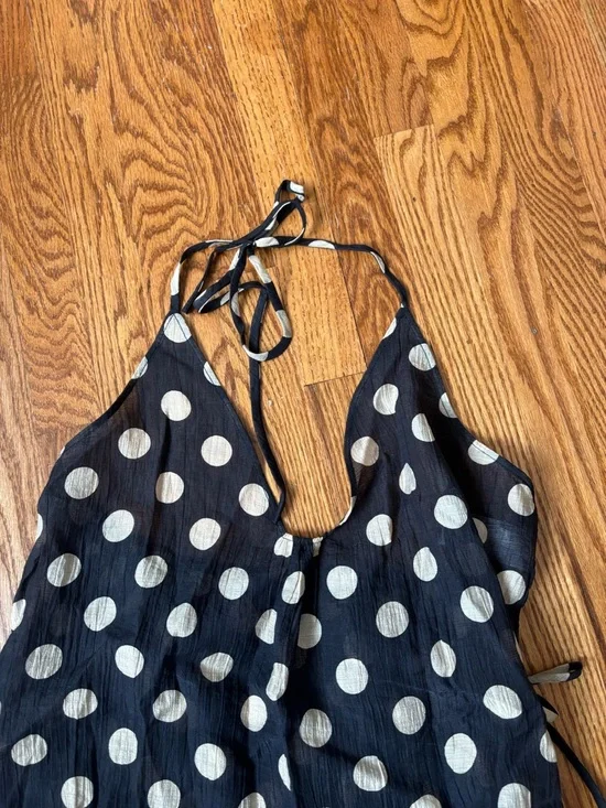 J. Crew Black Polka Dot Midi Dress swimsuit cover-up - Picture 4 of 7